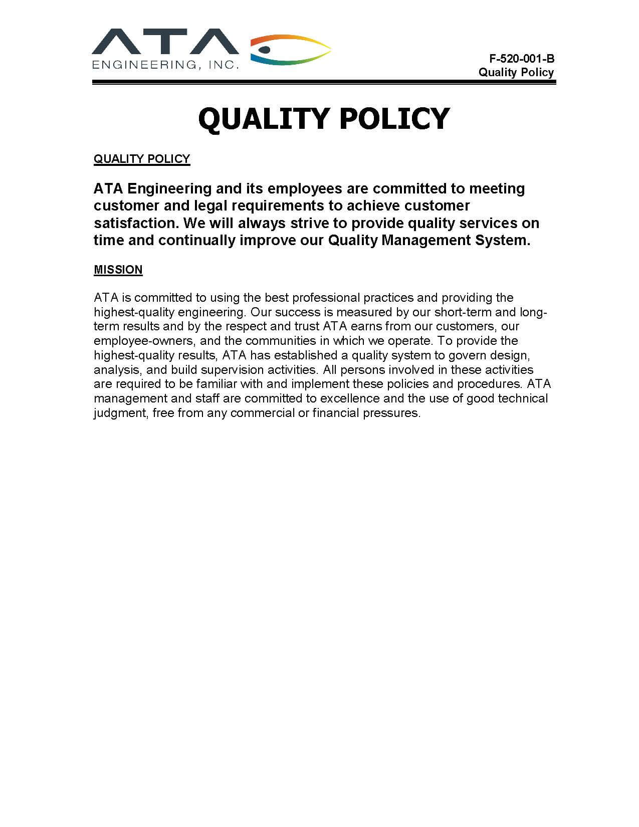 ATA Quality Policy